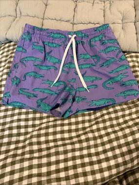 Chubbies Purple Swim Shorts with Teal Alligator Print